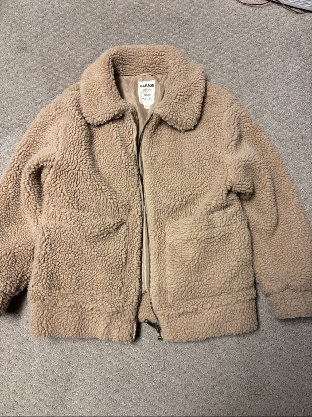 Garage Kids Beige Teddy Sherpa Puffer Jacket
